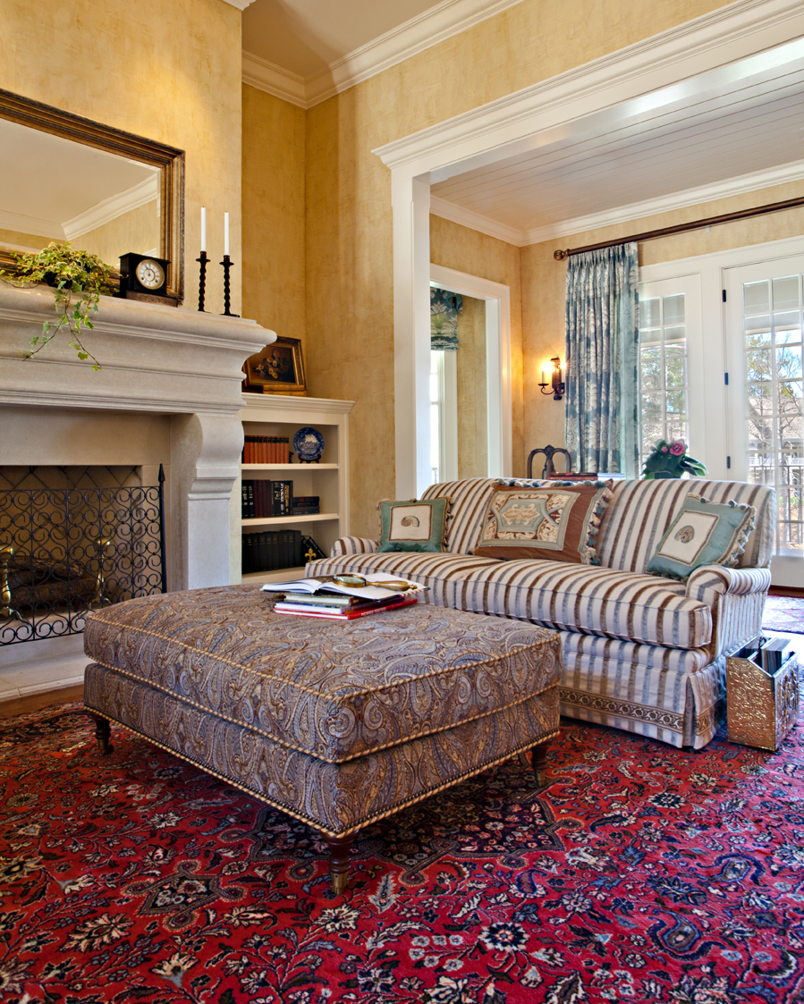 Limestone fireplace by Elizabeth Swartz Interiors