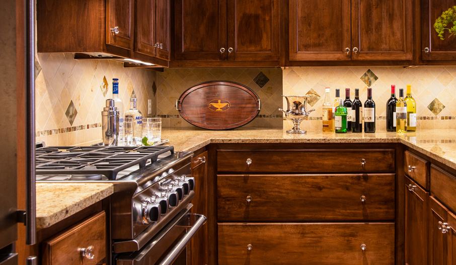 honed marble tile kitchen backsplash by Elizabeth Swartz Interiors