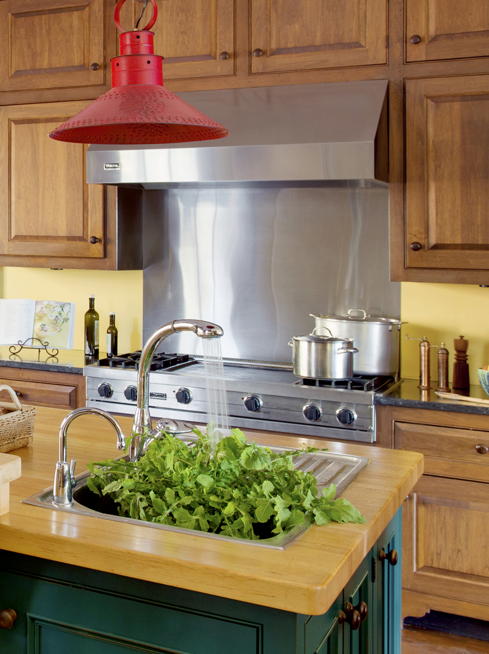 stainless steel stovetop kitchen backsplash by Elizabeth Swartz Interiors