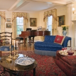 Luxurious fabrics and furnishings coupled with occasional sparkling details provided the finishing touches on this elegant residence. Interior design by Boston interior designer Elizabeth Swartz Interiors.