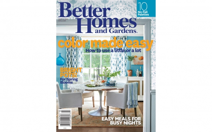 This Better Homes and Gardens Magazine features a beautiful blue kitchen by Boston Interior Designer Elizabeth Swartz Interiors.