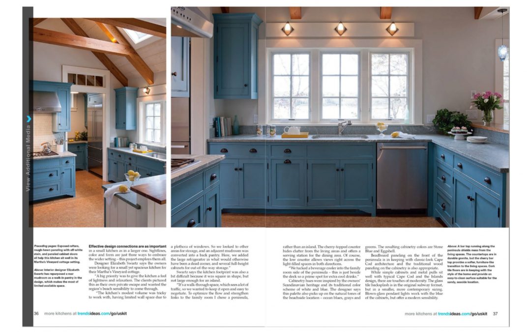 Third and fourth pages of Kitchen Trends Magazine Article "Petite Charms" featuring interior design by Boston Interior Designer Elizabeth Swartz Interiors.