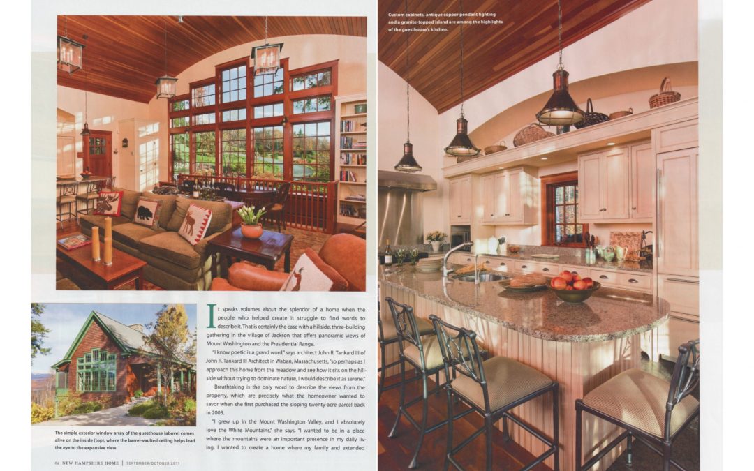 Third and fourth pages of New Hampshire Home Magazine Article "An Extraordinary Home for and Extraordinary Site" featuring interior design by Boston interior designer Elizabeth Swartz Interiors.