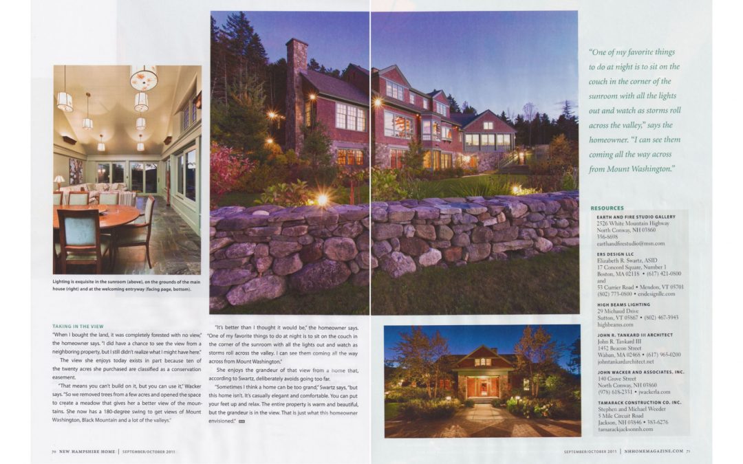 Eleventh and twelfth pages of New Hampshire Home Magazine Article "An Extraordinary Home for and Extraordinary Site" featuring interior design by Boston interior designer Elizabeth Swartz Interiors.