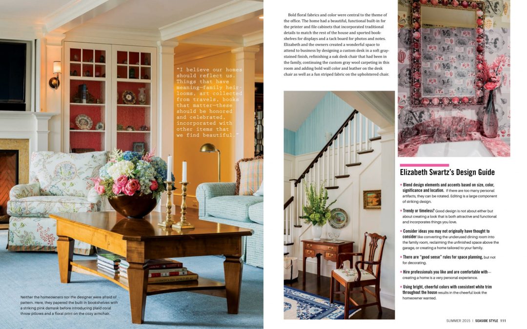 Third and fourth pages of Seaside Style Magazine Article "Semi-Formal" featuring interior design by Boston Interior Designer Elizabeth Swartz Interiors.