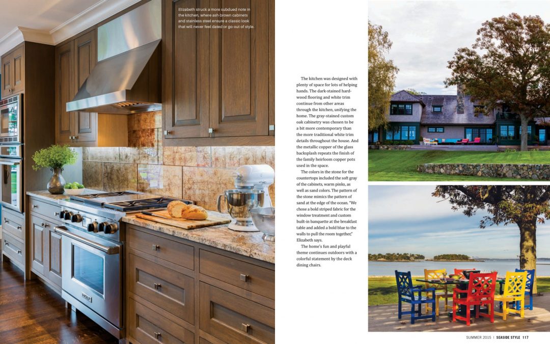 Ninth and tenth pages of Seaside Style Magazine Article "Semi-Formal" featuring interior design by Boston Interior Designer Elizabeth Swartz Interiors.