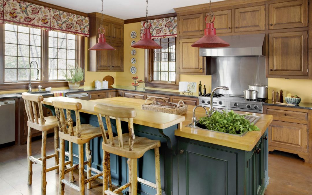 Kitchen of a Vermont home with interior design by Boston Interior Designer Elizabeth Swartz Interiors that was featured on a Houzz house tour.