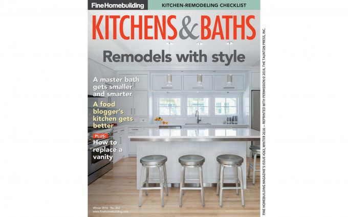 A kitchen remodel project by Boston interior designer Elizabeth Swartz Interiors is featured in Fine Home Building.